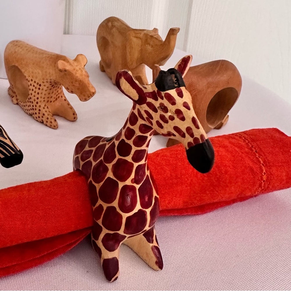 WOODEN NAPKIN HOLDERS ~ Giraffe, Zebra, Elephant, Rhino, Lion and Cheetah - Picture 3 of 9